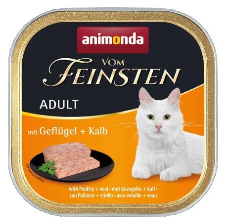 Animonda vom Feinsten Cat Adult z Drobiem i Cielęciną tacka 100g