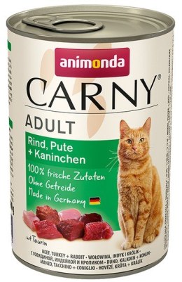 Animonda Carny Adult Wołowina, Indyk + Królik puszka 400g